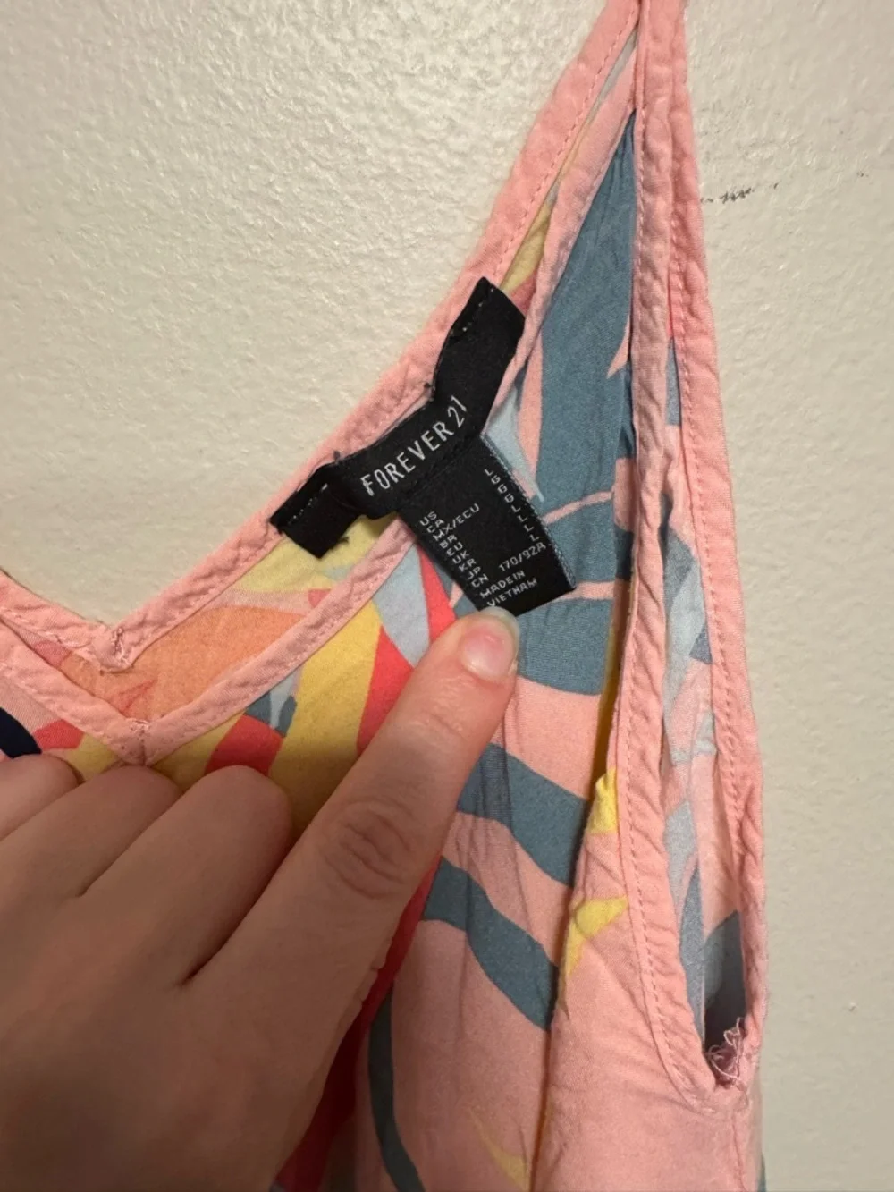 Pink Tropical Print Spaghetti Strap Swim Cover Dress - Picture 7 of 7